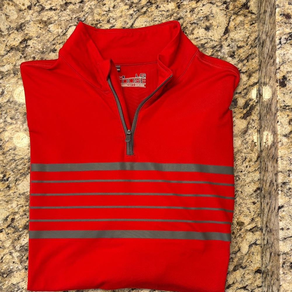 Under Armour 1/4 zip. Red and silver. Large.